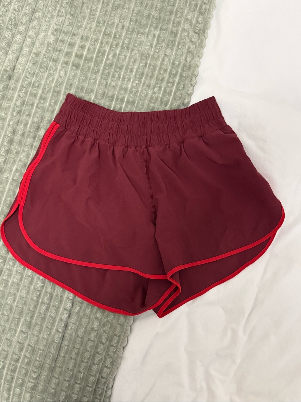 lululemon athletica Burgundy Athletic Shorts with Red Trim
